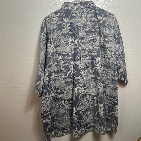 Big Dogs Shirt Adult 3XL XXXL Blue Floral Palm Hut Cotton Hawaiian Inside Out - Picture 5 of 12